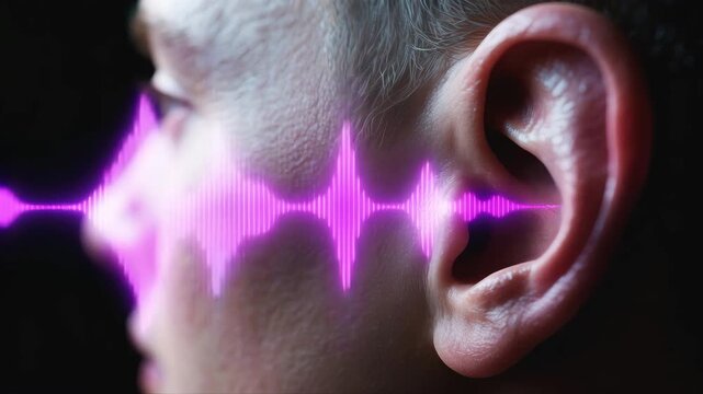 Auditory System Anatomy with Flowing Frequency Waves and Sensory Perception