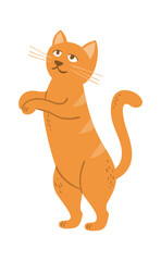 cute cartoon cat. funny doodle kitten standing, adorable pet animal, funny rat kitties playing. vector cartoon cat isolated on white background.