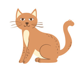 cute cartoon cat. adorable pet animal, funny doodle kitten standing, funny kitties playing. vector cartoon cat isolated on white background.