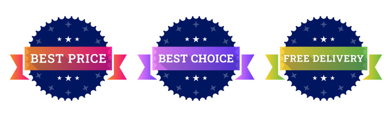 Colorful Best Price Best Choice Free Delivery Badges