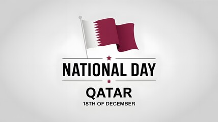 Qatar national day celebration with flag and text on december 18th