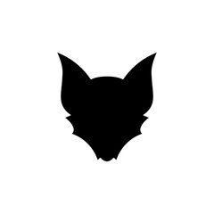 Scary bat face or head silhouette icon vector flat design on white background.