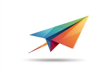 Origami Paper Airplane Flight of Fancy Creative Design Colorful Innovation on transparent background