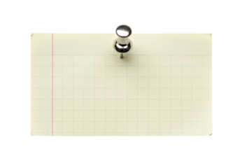 Isolated grid paper pinned up for note taking reminder bulletin board memo message concept