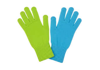 Obraz premium Isolated Pair of Knitted Gloves in Contrasting Colors for Warmth and Protection