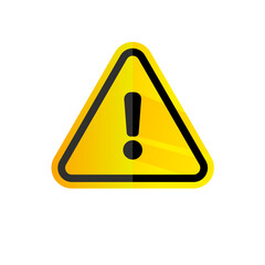 Warning, caution, yellow triangular warning sign - vector icon