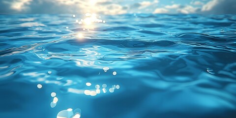 Bright Crystalline Blue Water Surface | Clear Sparkling Ocean Texture | Shimmering Aqua Water with Sunlight Reflections | Transparent Blue Pool Surface with Ripples | Vibrant Crystal Clear Water