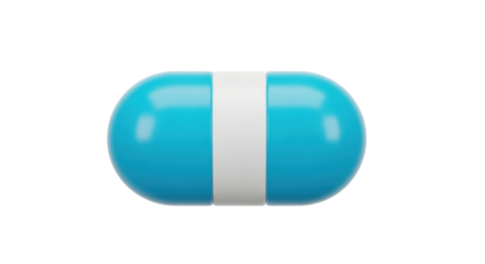 Isolated medicine pill, capsule remedy in blue color used for treatment, healthcare, pharmacy