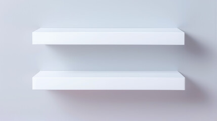 白い壁に浮かぶ モダンな2段棚のモックアップスペース