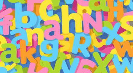 Colorful Alphabet Letters Scattered Randomly for Learning and Play.