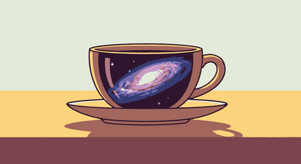 Cosmic Coffee Cup with Galaxy Reflection.