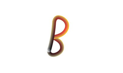 Abstract flowing colourful gradient letter b on white background with soft lighting