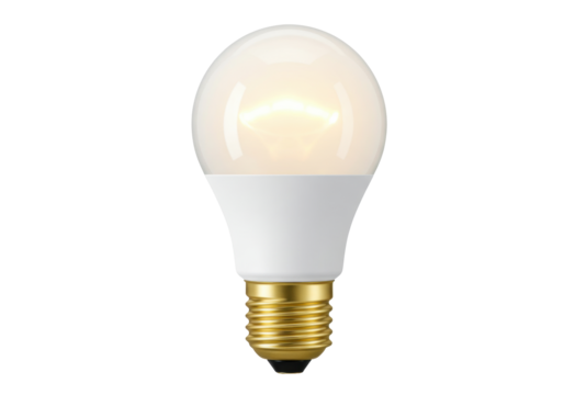 Isolated light bulb illuminates efficiently with energy-saving technology, glowing brightly