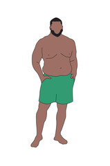 Fototapeta premium Young Black Man Plus-Size model - Illustration SVG Vector - Architecture People - Realistic line art 