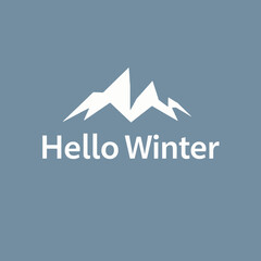 A logo featuring a stylized white mountain range above the text 