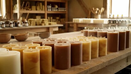 Candle arrangement shop with candles on display for sale - Powered by Adobe