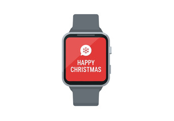 Smartwatch displaying Happy Christmas message festive technology concept.
