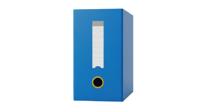 Isolated light blue office file box for document storage, office supplies, and stationery