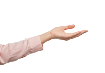 Isolated hand and arm extended to display or present an object or idea in a neutral way