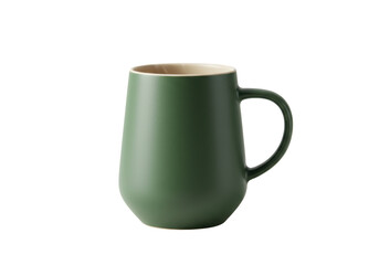 Isolated Olive Green Ceramic Mug with Handle, Elegant Drinkware for Coffee and Tea Lovers