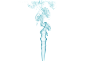 Isolated, a swirling plume of blue smoke dissipates into thin air; dreamy, spiritual theme