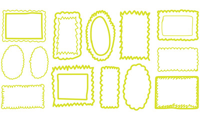 A collection of colorful wavy hand-drawn frames in various shapes and sizes. These playful line designs are perfect for creative projects, posters, social media, and decorative layouts.