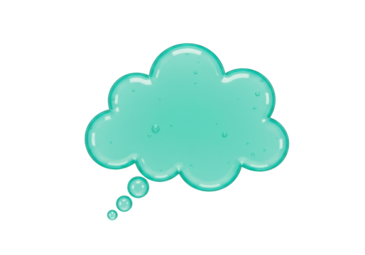 Isolated Aqua Bubble Speech Cloud with Reflection, Light, Texture, Drops, and Soft Edges - Powered by Adobe