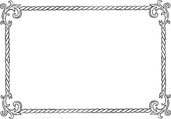 Vintage rope rectangle frame. Vector frame. © Nastia