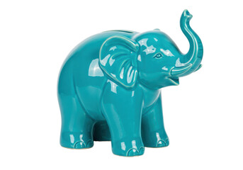 Isolated Turquoise Elephant Bank, Finance Animal Figure, Coin Saving, Decorative Ceramic