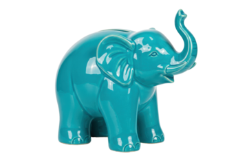 Isolated Turquoise Elephant Bank, Finance Animal Figure, Coin Saving, Decorative Ceramic
