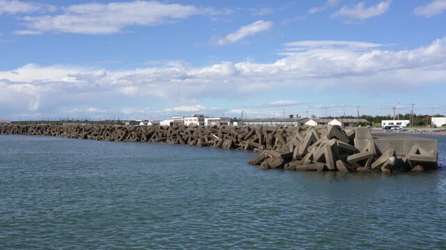 Concrete wave breakers in Futtsu City, Japan