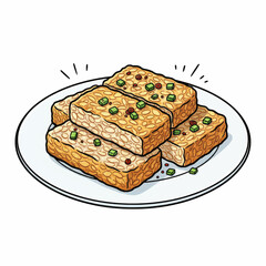 Delicious Fried Tempeh Indonesian Traditional Snack on a Plate Illustration