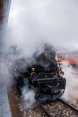 Steam locomotive of the Furka mountain railway in Switzerland.