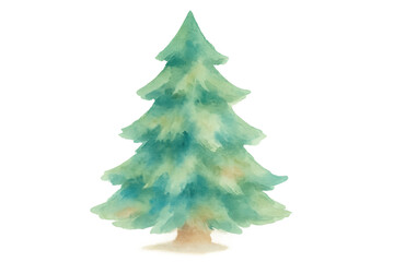 Fototapeta premium Stylized watercolor christmas tree illustrating winter holidays and festive decorations on a transparent background