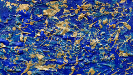 Blue and goldAbstract expressionism background illustration