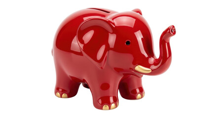 Isolated red elephant figure, bank savings for children, decorative and collectible toy
