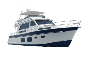 Isolated Motor Yacht Ready for Leisure Cruising and Sailing on the Waterways of the Ocean