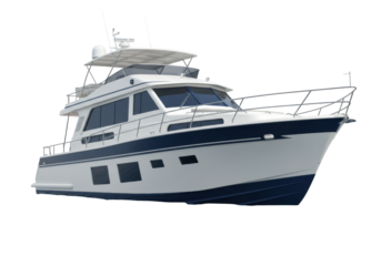 Isolated Motor Yacht Ready for Leisure Cruising and Sailing on the Waterways of the Ocean