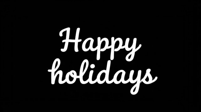 White script font spelling "Happy hour" on a black background. Minimalist design