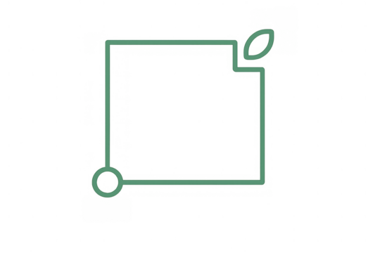 Minimalist green square frame with leaves and sprout, outlining plant growth on transparent background for natural design - Powered by Adobe