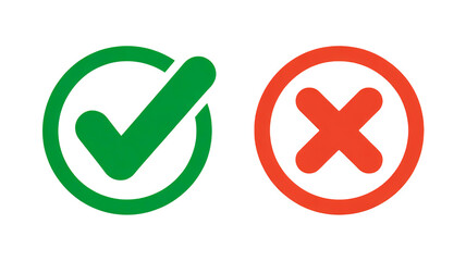 Green check mark and red cross mark right and wrong vector image isolated on transparent background