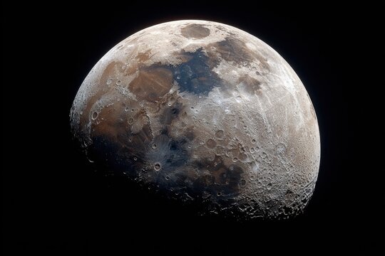 Detailed view of the waxing gibbous Moon showing craters, maria, and highlands against the black backdrop of space