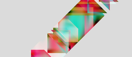 Obraz premium Abstract geometric shapes overlap, creating vibrant color blends. Soft gradients suggest light, depth, modern design.