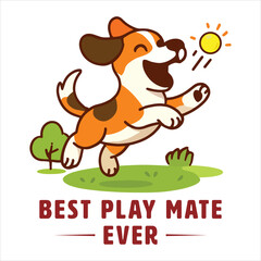 Happy dog playing with a ball on the grass