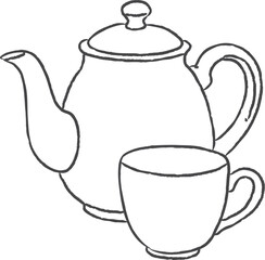 Teapot with matching teacup still life