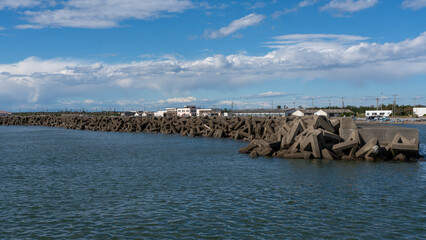 Concrete wave breakers in Futtsu City, Japan