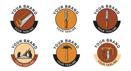 Collection of Vintage Carpenter and Woodworking Tools Logos.