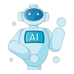 Cute AI robot or chatbot waving hand vector illustration