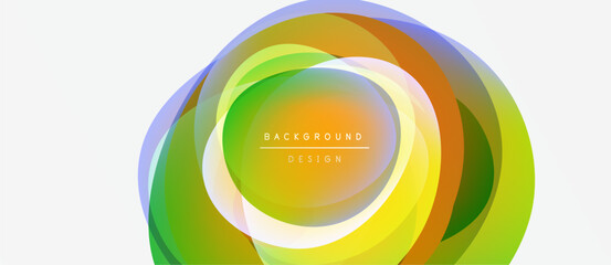 Obraz premium Abstract colorful layers create circular design. Gradient hues blend, forming dynamic visual effect. Modern background element.