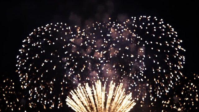 Colorful Fireworks Explosion Bright Night Sky Celebration